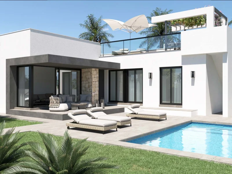 Villa moderna con solárium y jardín en El Verger, El Vergel