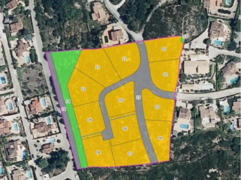 Terreno urbano en Jávea, Pinosol para 12 chalets con vistas al mar