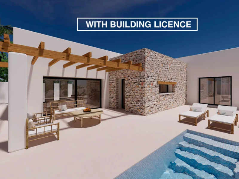 Proyecto de villa de estilo Ibiza en Moraira cerca de la playa