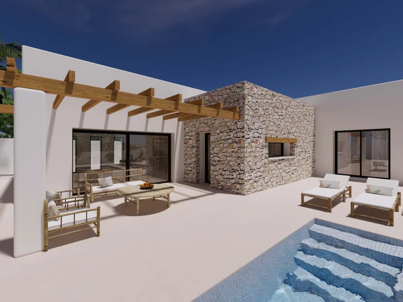 Villa moderna de cuatro dormitorios con piscina en Moraira