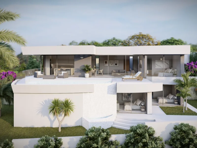 Villa moderna de cuatro dormitorios en Calpe con piscina infinita y vistas al mar