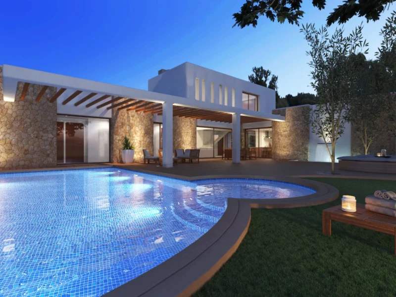 Villa de estilo ibicenco en venta en Jávea con piscina privada