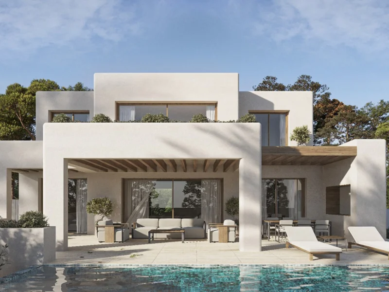 Villa de estilo ibicenco en venta en La Fustera, Benissa, con vistas al mar