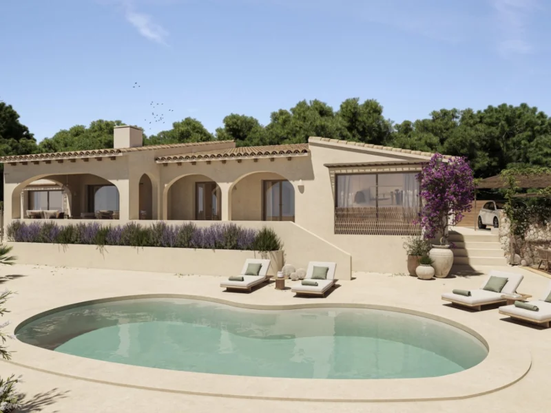 Villa mediterránea renovada en Benissa, La Fustera con vistas al mar