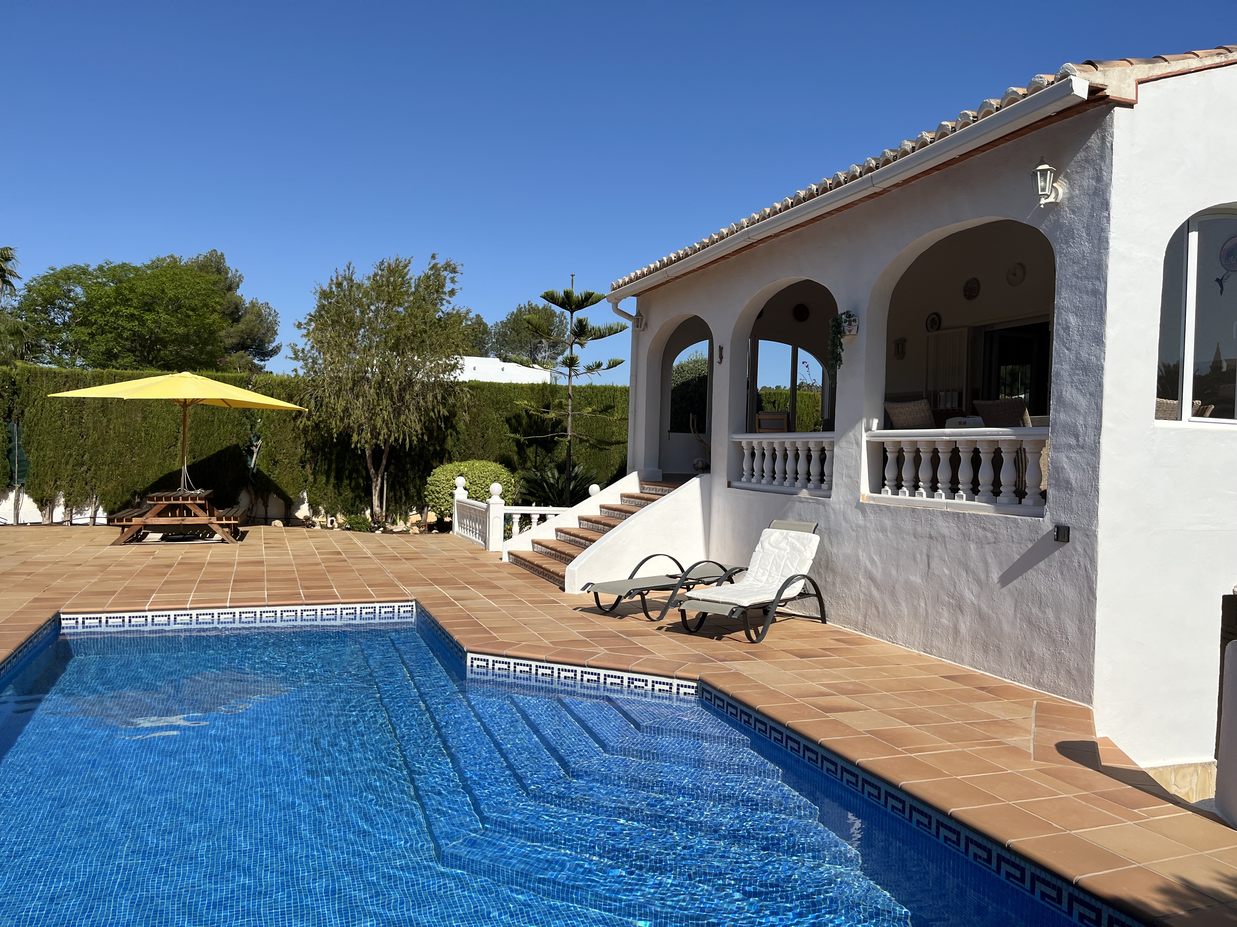 Piscina y terraza cubierta