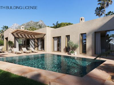 Exterior de la villa con piscina