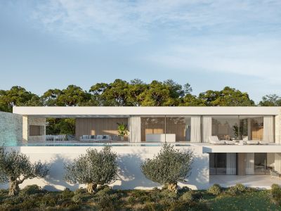 Exterior de la villa con piscina