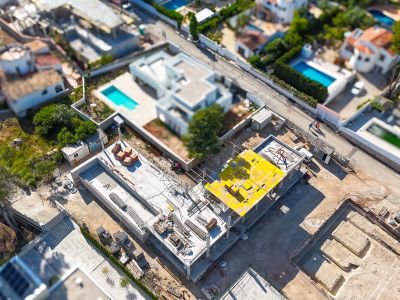 Vista aérea de la construcción