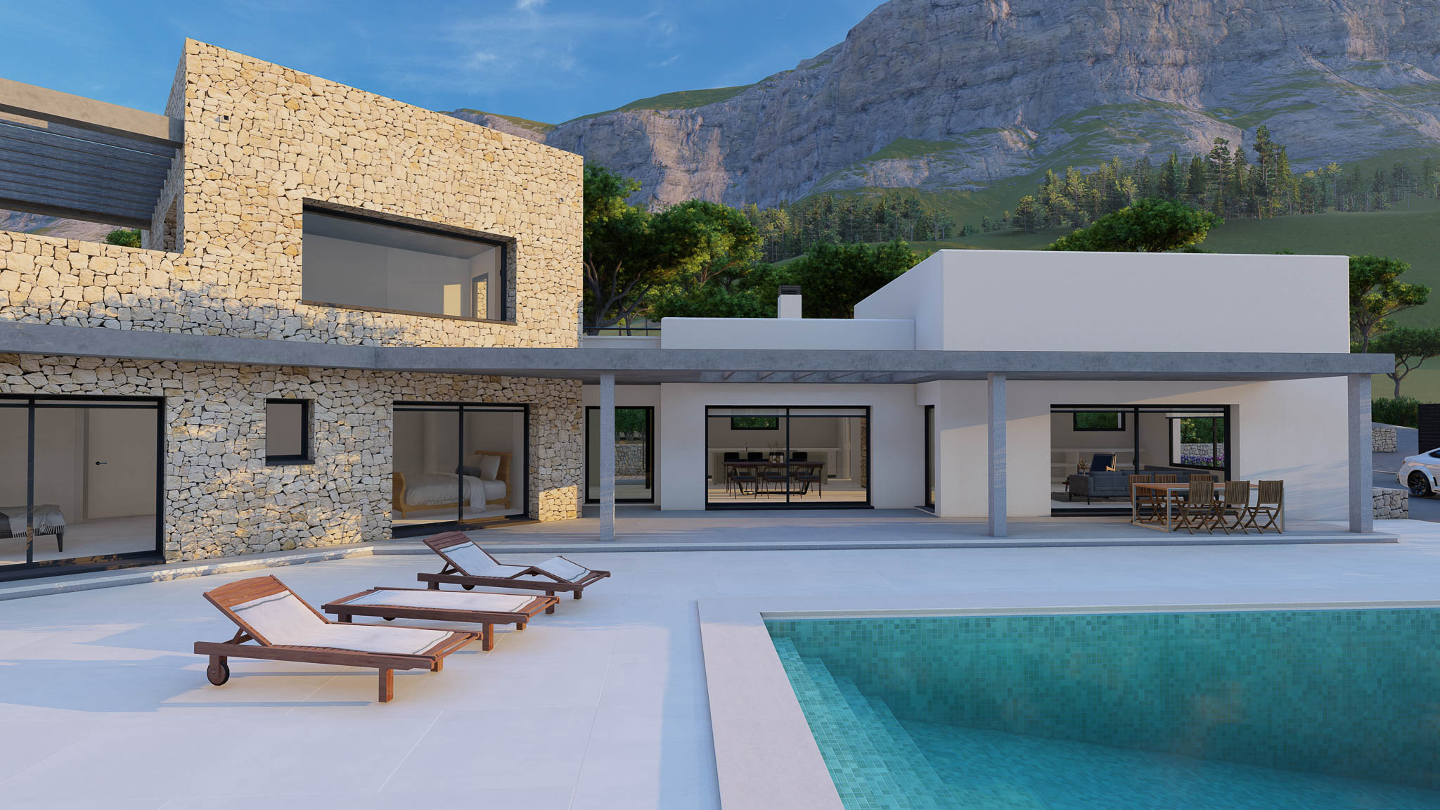 Exterior de la villa con piscina Exterior de la villa con piscina