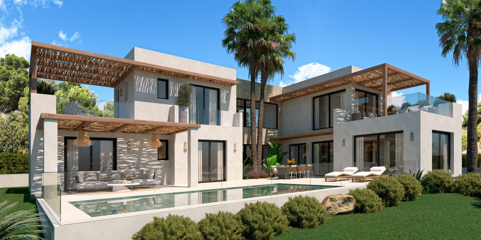 Exterior de la villa con piscina Exterior de la villa con piscina