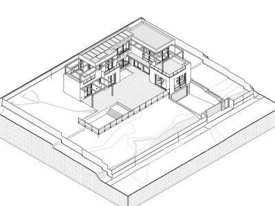 Plano arquitectónico 3D de la villa