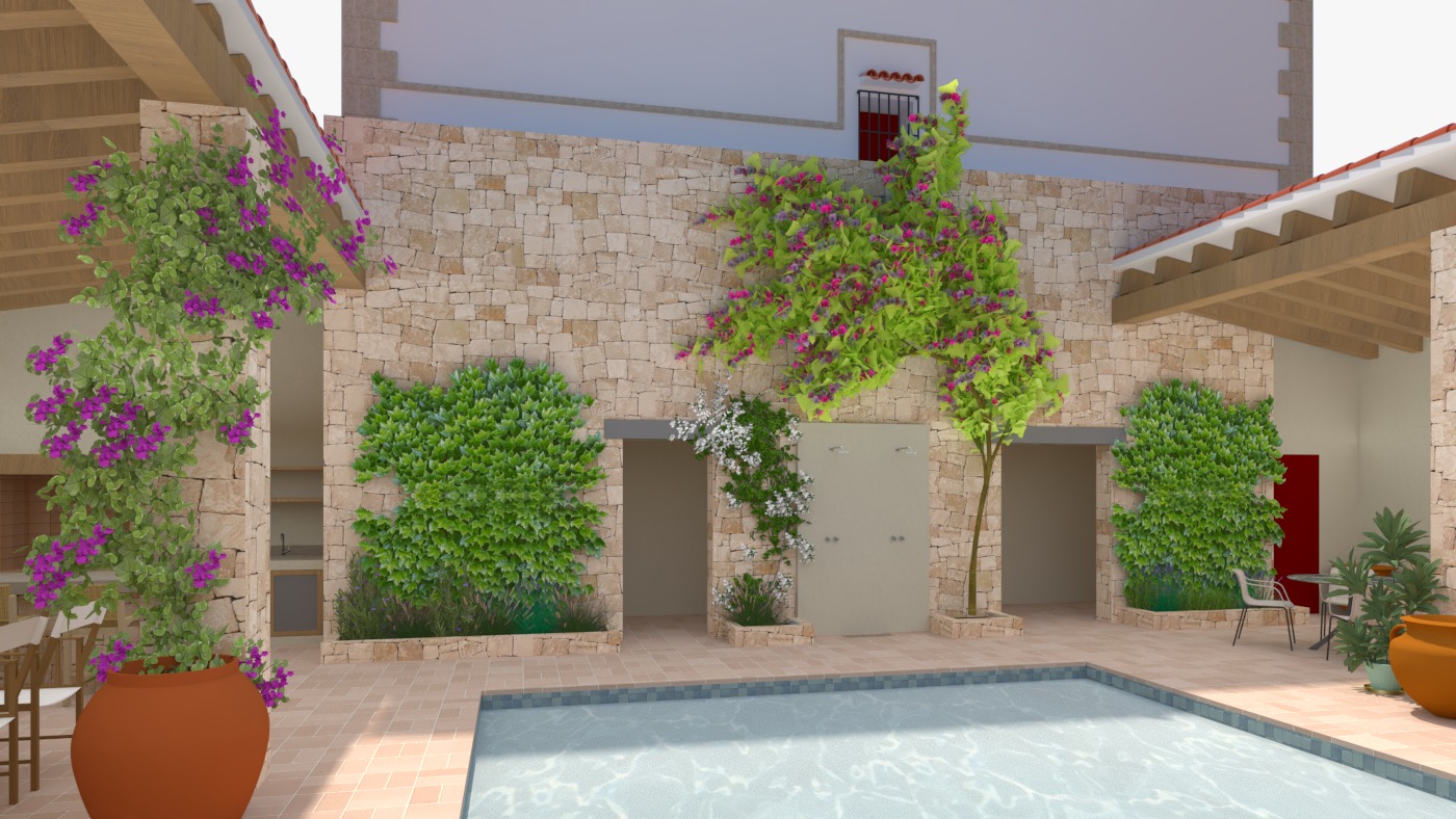 Patio interior con piscina