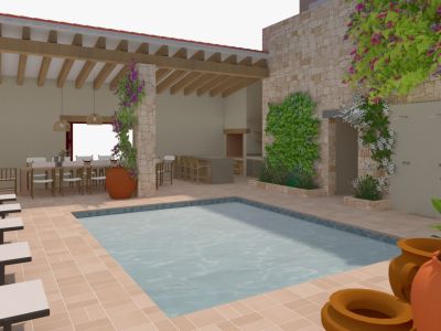 Patio con piscina