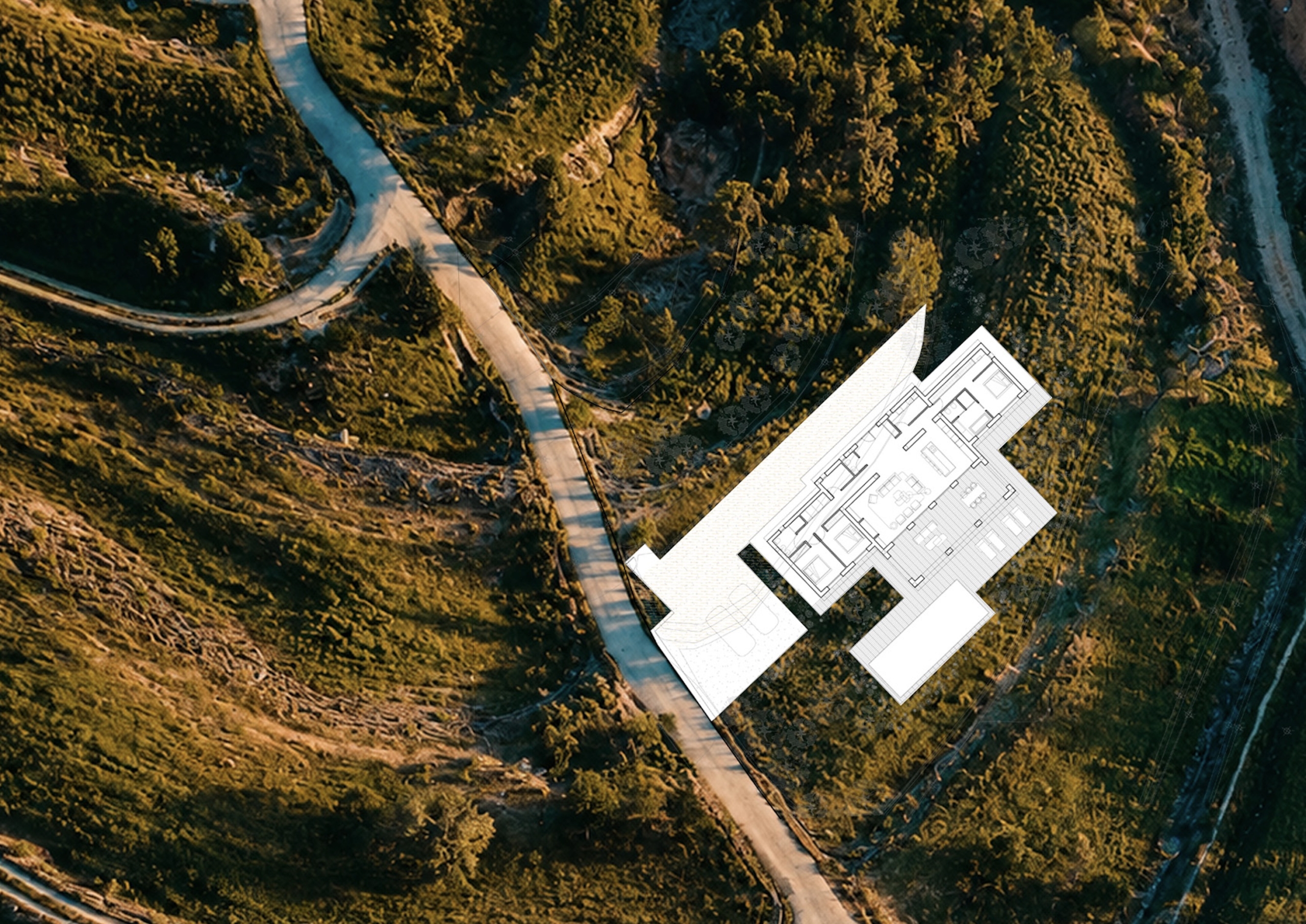 Plano de planta sobre parcela