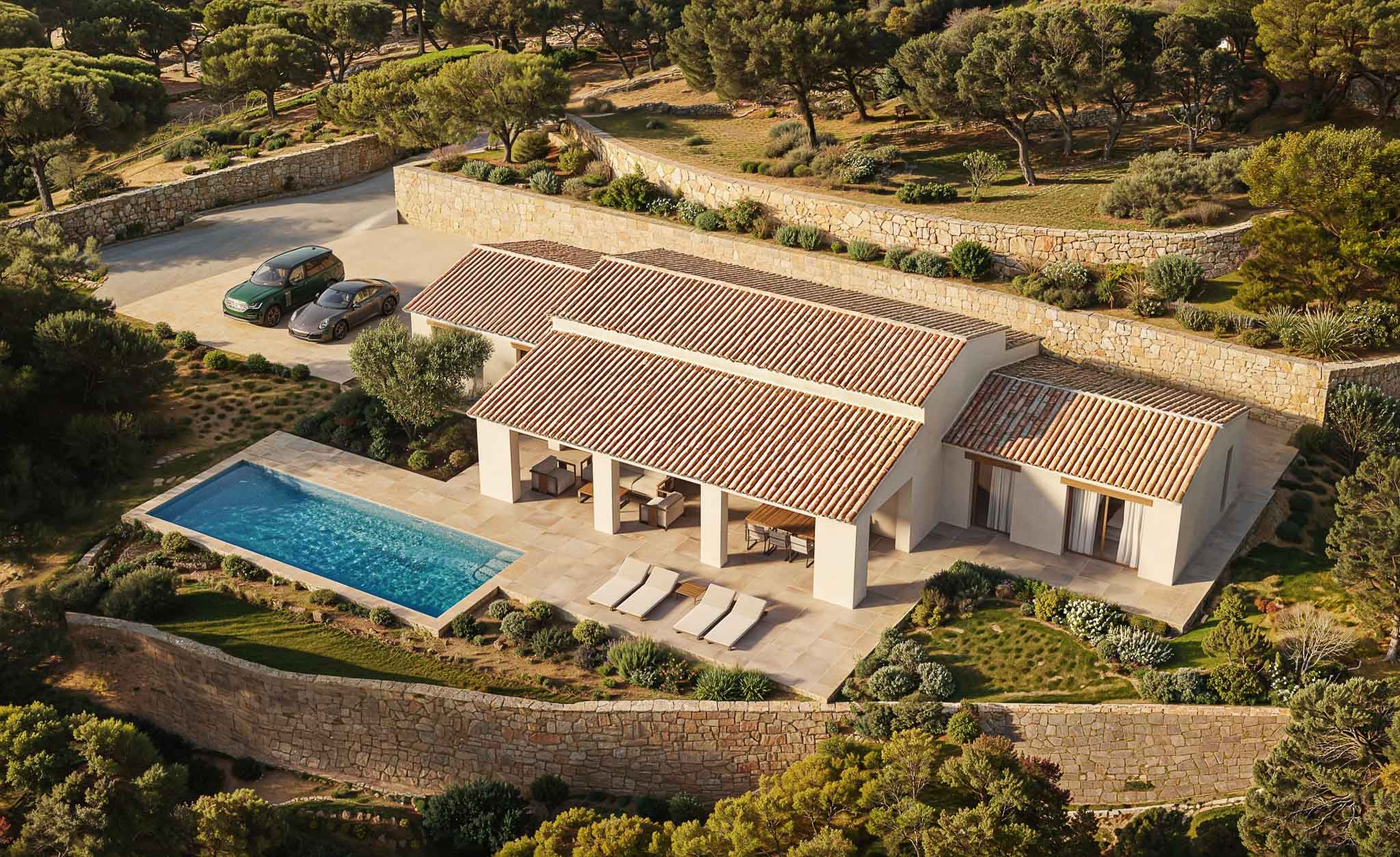 Vista aérea de la villa