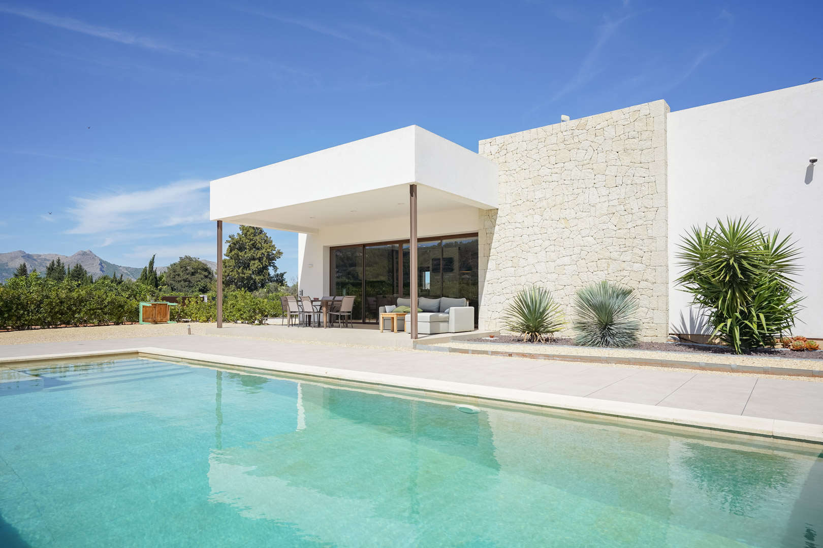 Piscina y terraza cubierta