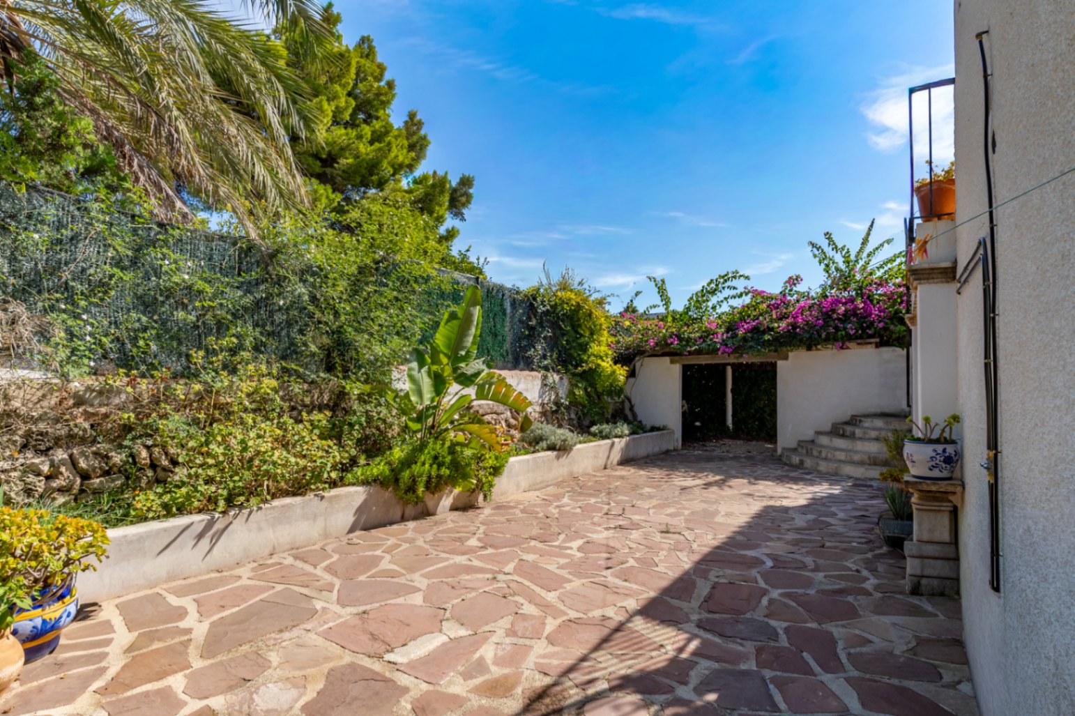 Patio exterior con jardín