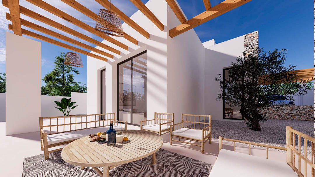 Terraza con pérgola