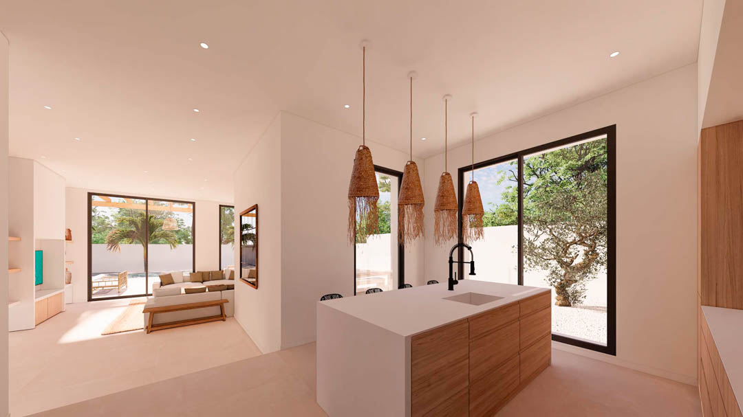 Cocina abierta y salón