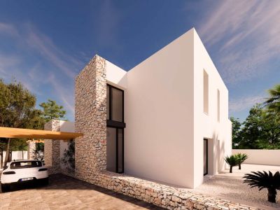 Fachada exterior con aparcamiento