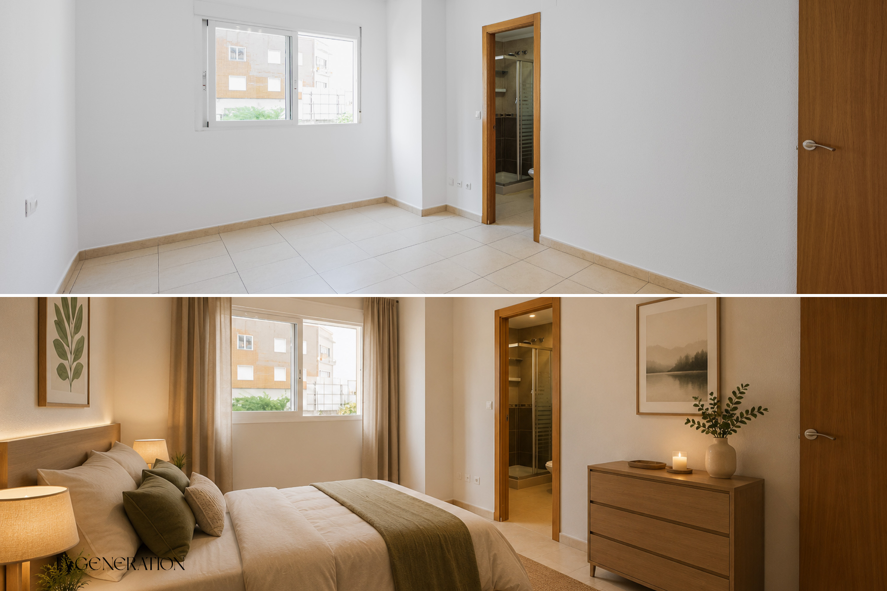 Dormitorio con baño en suite