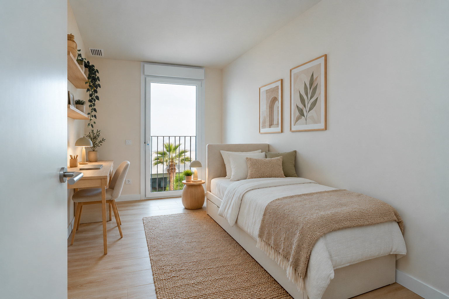 Dormitorio con balcón