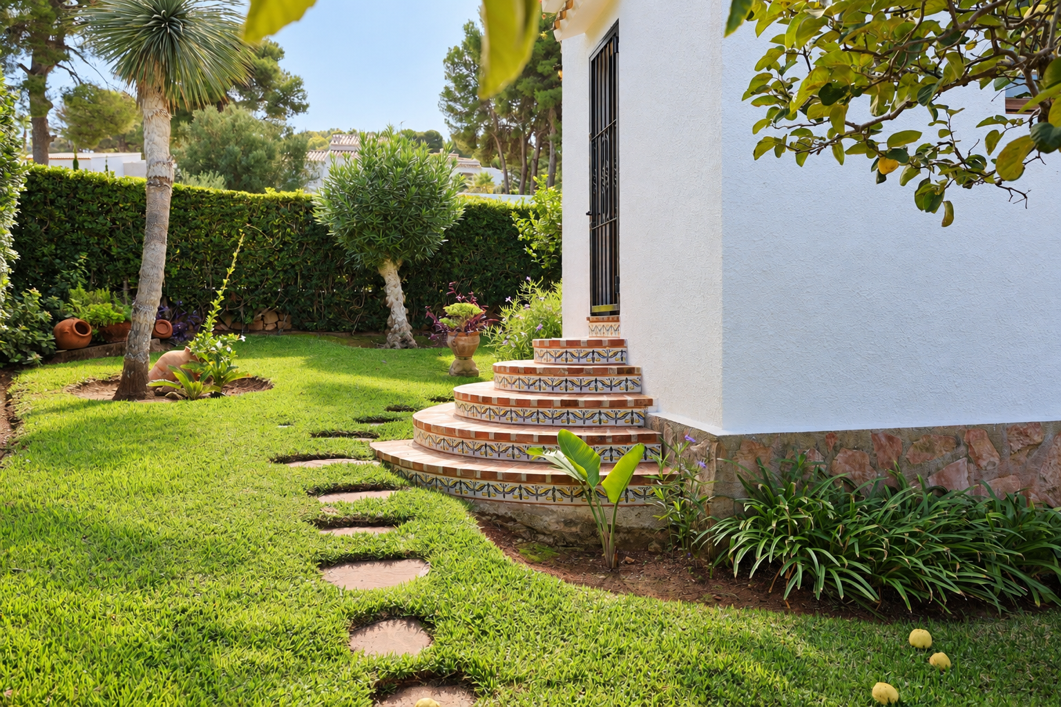 Jardín y acceso exterior