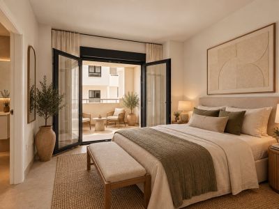 Dormitorio con acceso a terraza
