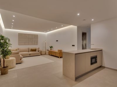 Salón con cocina abierta