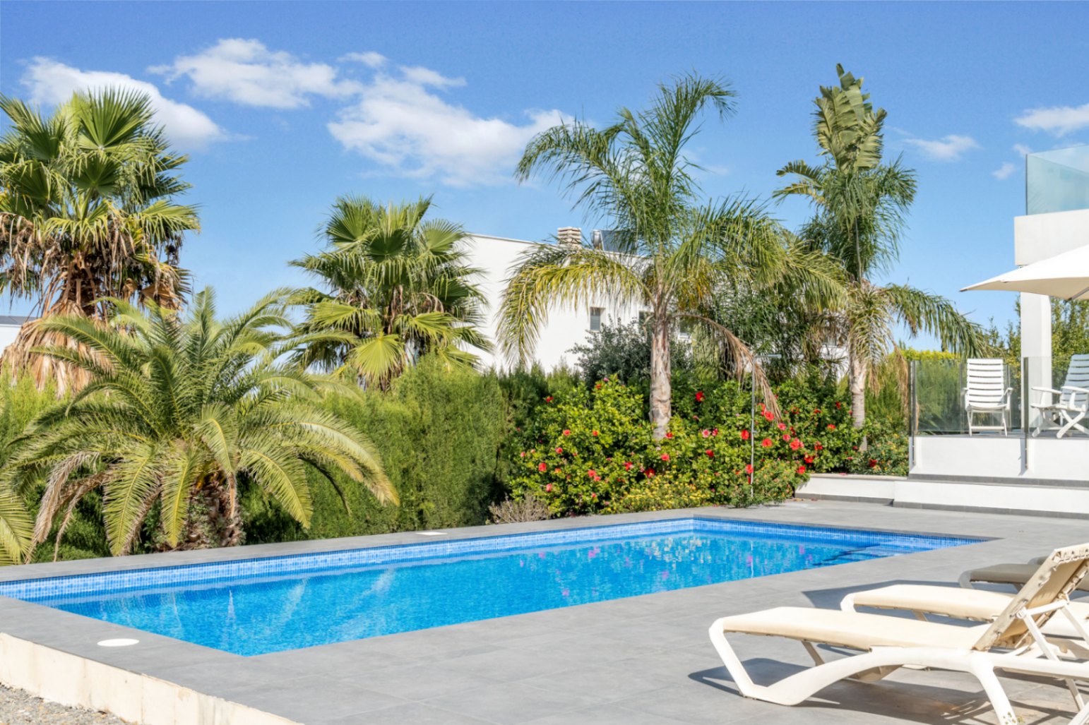 Piscina y jardín