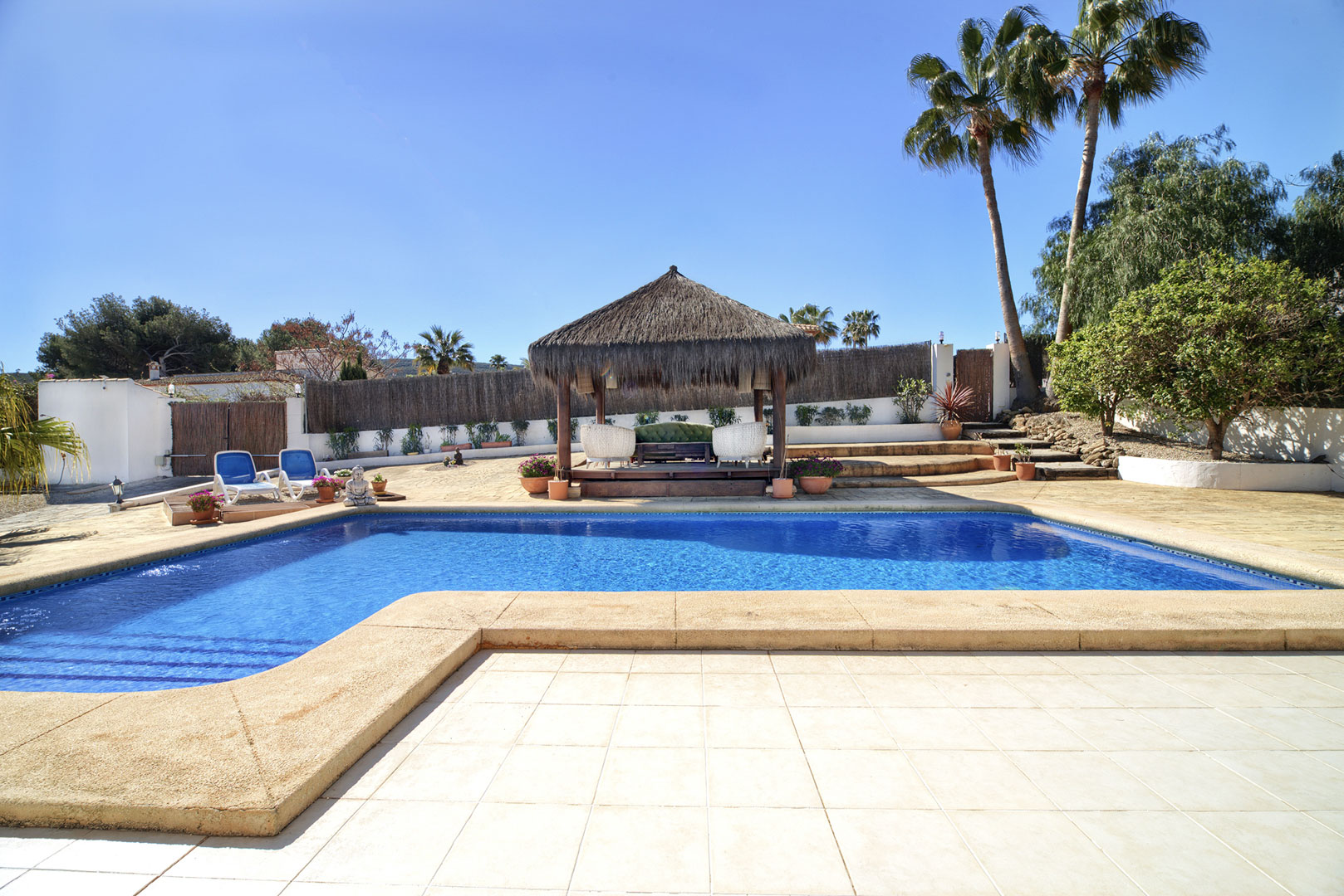 Piscina y pérgola