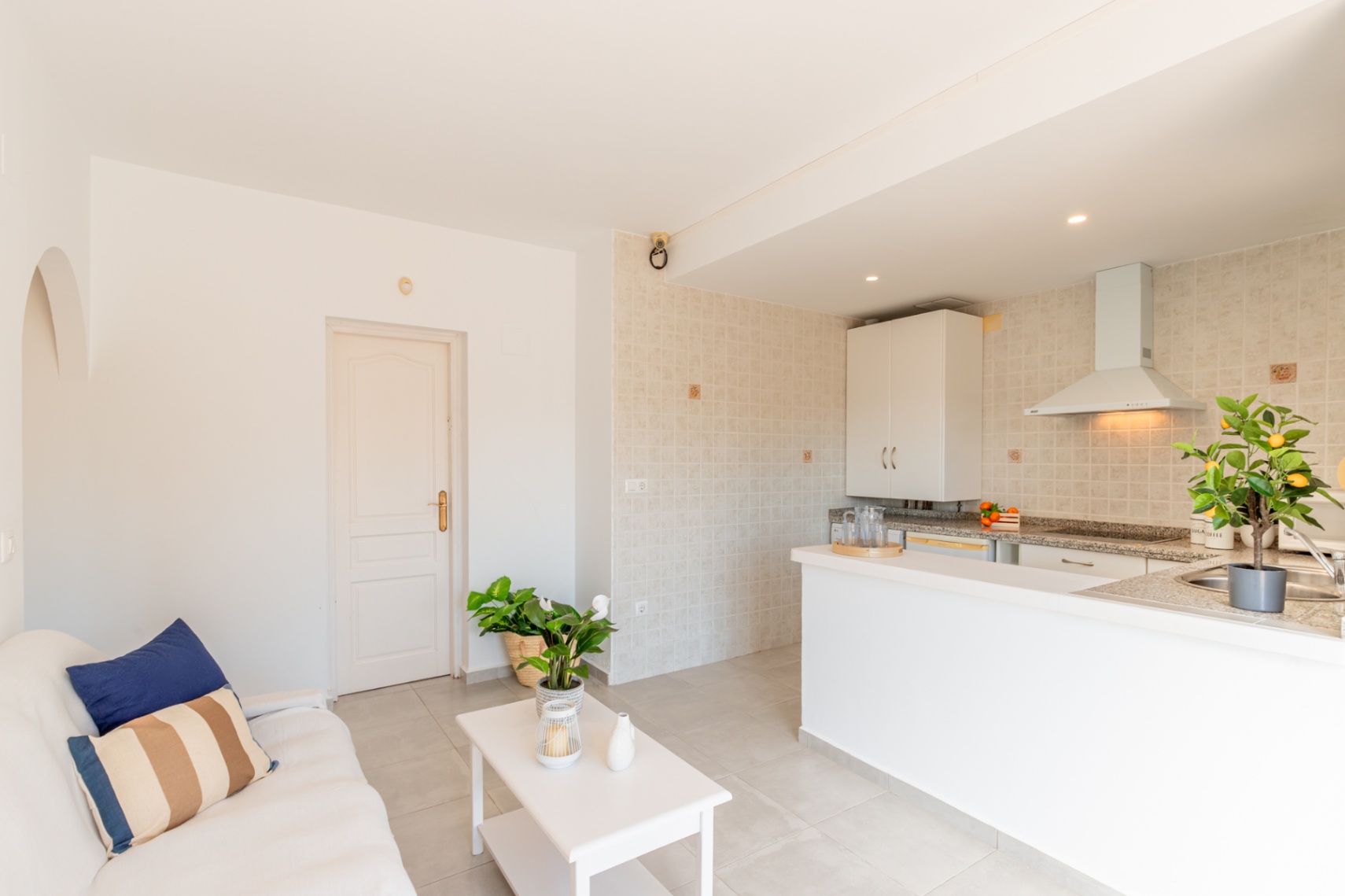 Salón con cocina abierta