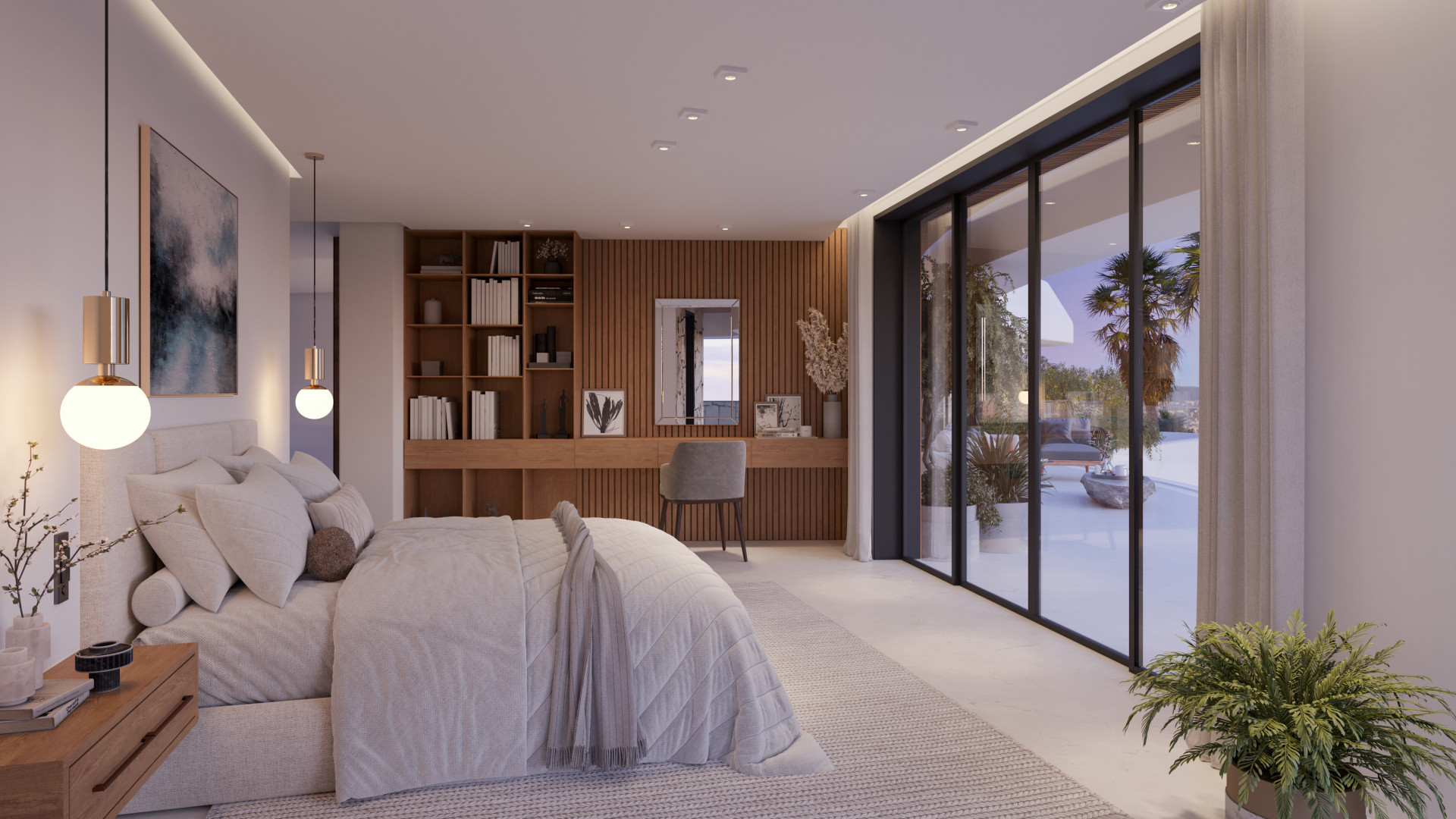 Dormitorio con terraza
