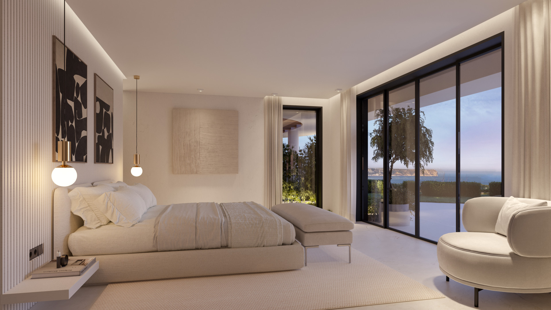 Dormitorio con vistas al mar