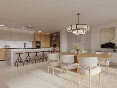 Cocina abierta y comedor